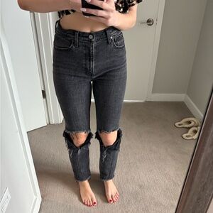 Abercrombie & Fitch Charcoal Distressed Skinny Jeans